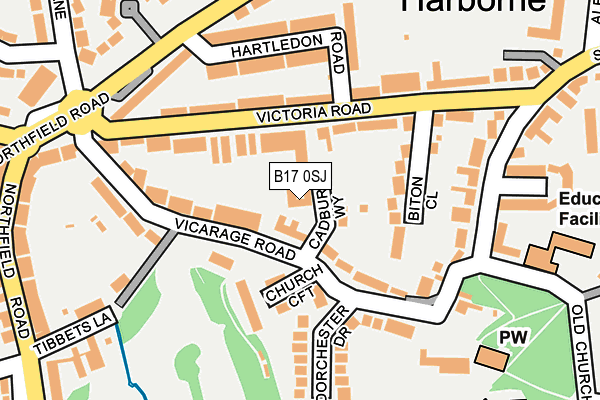 B17 0SJ map - OS OpenMap – Local (Ordnance Survey)