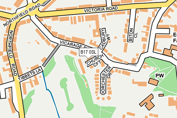 B17 0SL map - OS OpenMap – Local (Ordnance Survey)
