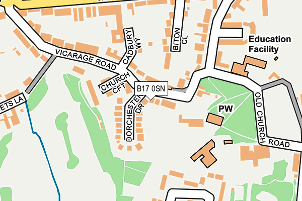 B17 0SN map - OS OpenMap – Local (Ordnance Survey)