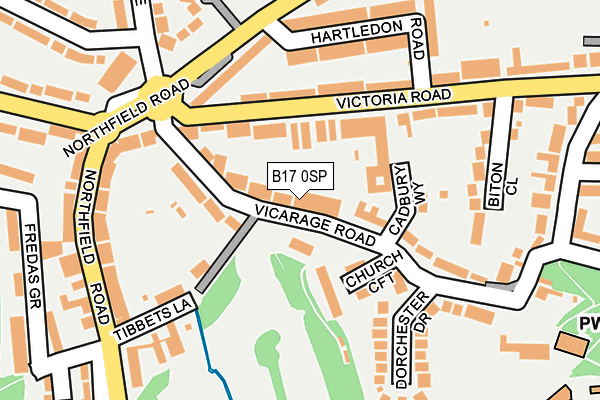 B17 0SP map - OS OpenMap – Local (Ordnance Survey)