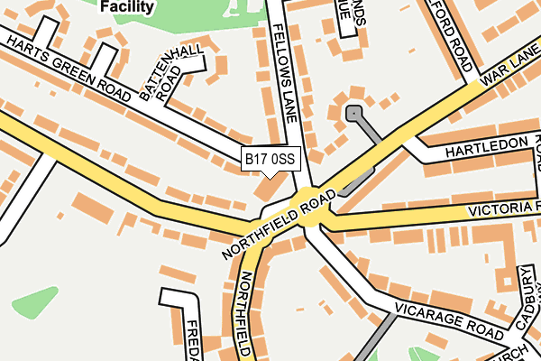 B17 0SS map - OS OpenMap – Local (Ordnance Survey)