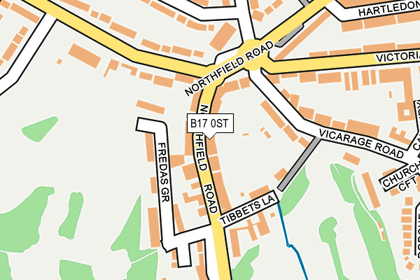B17 0ST map - OS OpenMap – Local (Ordnance Survey)