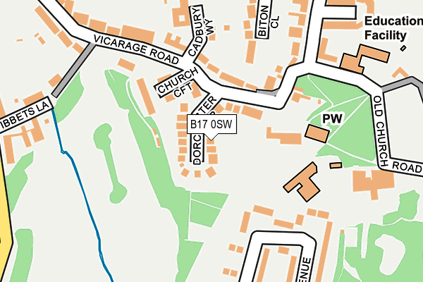 B17 0SW map - OS OpenMap – Local (Ordnance Survey)