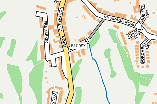 B17 0SX map - OS OpenMap – Local (Ordnance Survey)