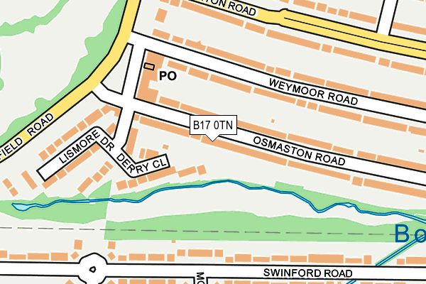 B17 0TN map - OS OpenMap – Local (Ordnance Survey)