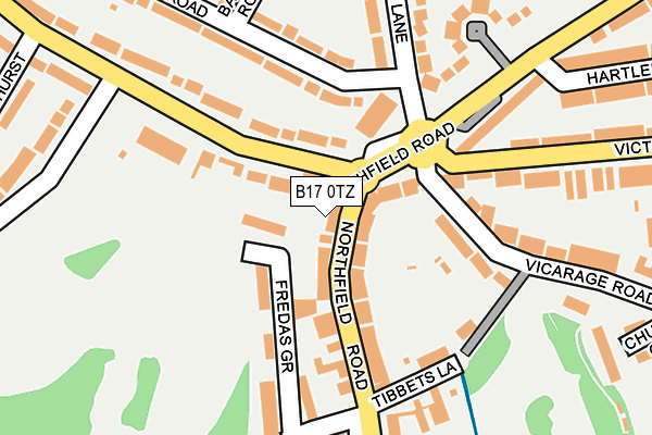 B17 0TZ map - OS OpenMap – Local (Ordnance Survey)