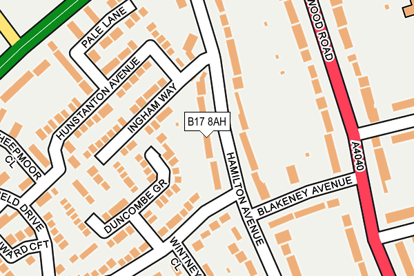 B17 8AH map - OS OpenMap – Local (Ordnance Survey)