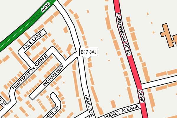 B17 8AJ map - OS OpenMap – Local (Ordnance Survey)