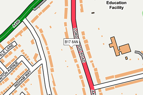 B17 8AN map - OS OpenMap – Local (Ordnance Survey)