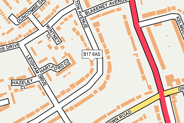B17 8AS map - OS OpenMap – Local (Ordnance Survey)