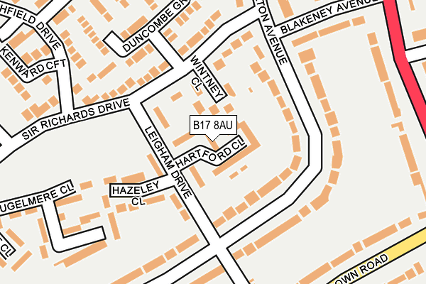 B17 8AU map - OS OpenMap – Local (Ordnance Survey)