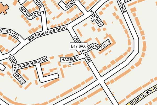 B17 8AX map - OS OpenMap – Local (Ordnance Survey)