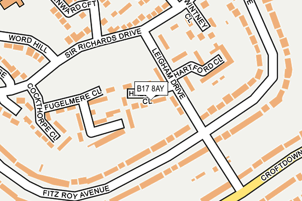 B17 8AY map - OS OpenMap – Local (Ordnance Survey)