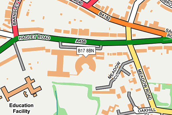 B17 8BN map - OS OpenMap – Local (Ordnance Survey)