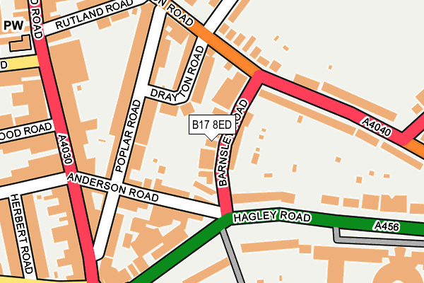 B17 8ED map - OS OpenMap – Local (Ordnance Survey)