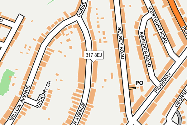 B17 8EJ map - OS OpenMap – Local (Ordnance Survey)