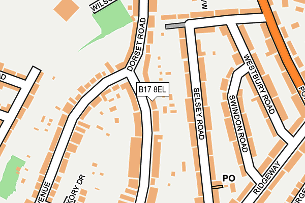 B17 8EL map - OS OpenMap – Local (Ordnance Survey)