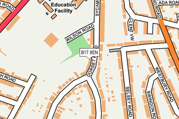 B17 8EN map - OS OpenMap – Local (Ordnance Survey)