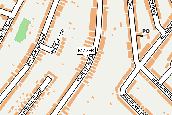 B17 8ER map - OS OpenMap – Local (Ordnance Survey)