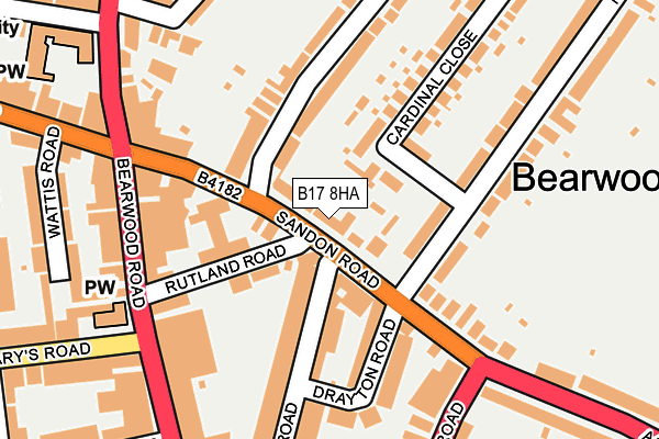 B17 8HA map - OS OpenMap – Local (Ordnance Survey)