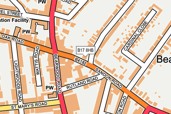 B17 8HB map - OS OpenMap – Local (Ordnance Survey)