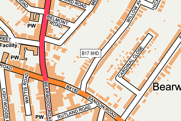 B17 8HD map - OS OpenMap – Local (Ordnance Survey)
