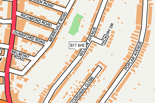 B17 8HE map - OS OpenMap – Local (Ordnance Survey)