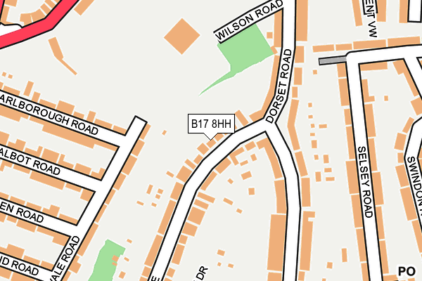 B17 8HH map - OS OpenMap – Local (Ordnance Survey)