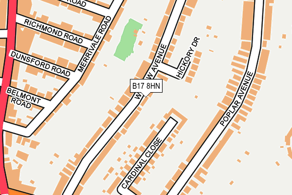 B17 8HN map - OS OpenMap – Local (Ordnance Survey)