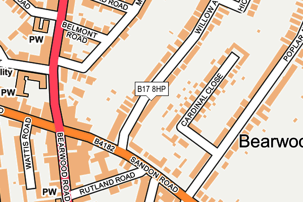 B17 8HP map - OS OpenMap – Local (Ordnance Survey)