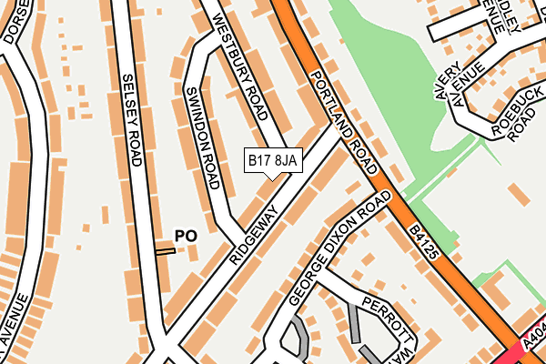 B17 8JA map - OS OpenMap – Local (Ordnance Survey)