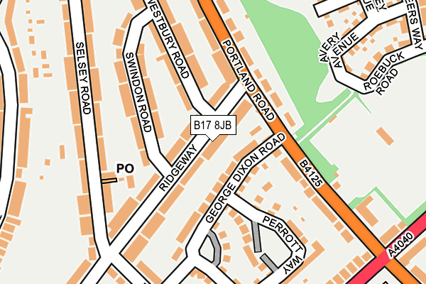 B17 8JB map - OS OpenMap – Local (Ordnance Survey)