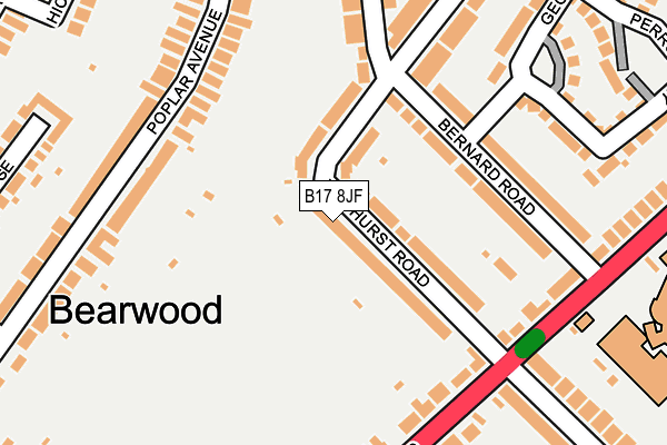B17 8JF map - OS OpenMap – Local (Ordnance Survey)
