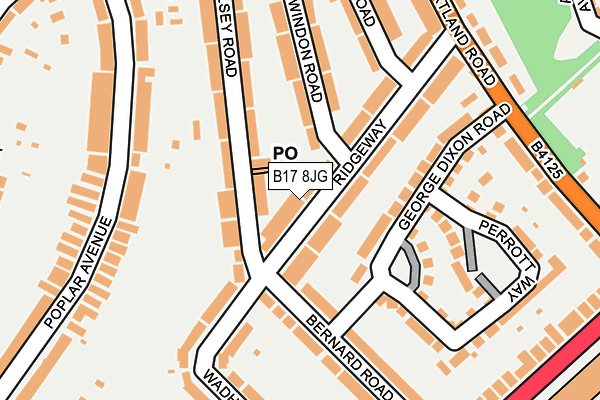 B17 8JG map - OS OpenMap – Local (Ordnance Survey)