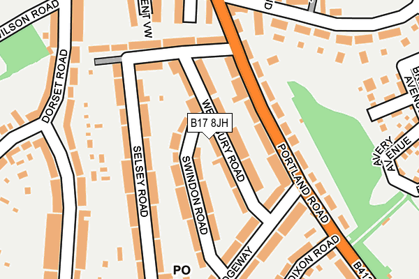 B17 8JH map - OS OpenMap – Local (Ordnance Survey)