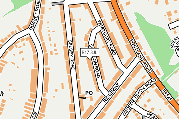 B17 8JL map - OS OpenMap – Local (Ordnance Survey)