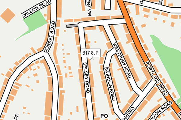 B17 8JP map - OS OpenMap – Local (Ordnance Survey)
