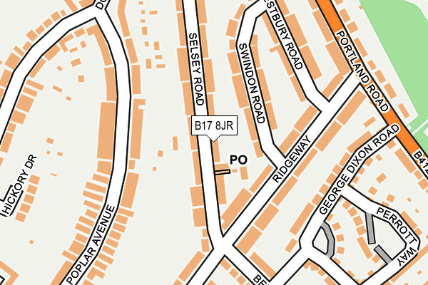 B17 8JR map - OS OpenMap – Local (Ordnance Survey)