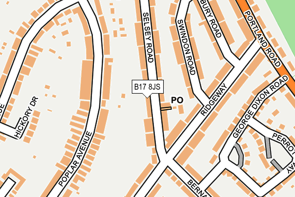 B17 8JS map - OS OpenMap – Local (Ordnance Survey)