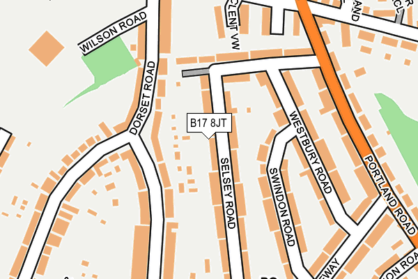 B17 8JT map - OS OpenMap – Local (Ordnance Survey)