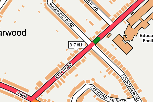 B17 8LH map - OS OpenMap – Local (Ordnance Survey)
