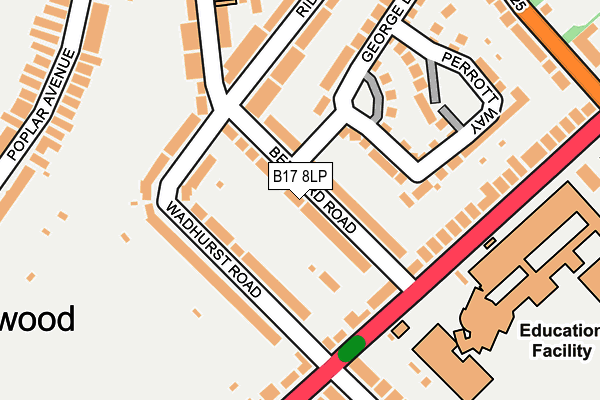 B17 8LP map - OS OpenMap – Local (Ordnance Survey)