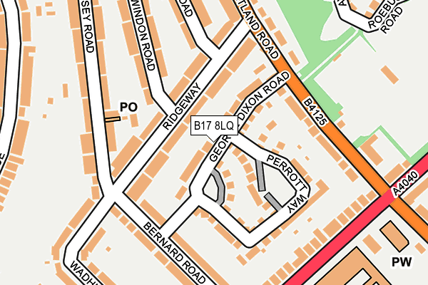 B17 8LQ map - OS OpenMap – Local (Ordnance Survey)