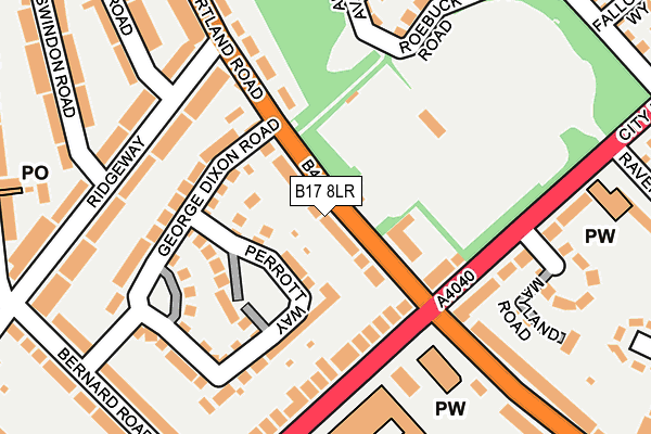 B17 8LR map - OS OpenMap – Local (Ordnance Survey)