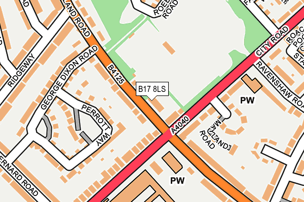 B17 8LS map - OS OpenMap – Local (Ordnance Survey)