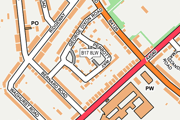 B17 8LW map - OS OpenMap – Local (Ordnance Survey)