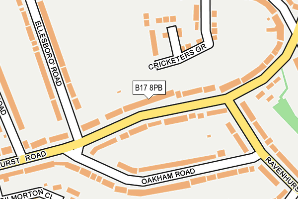 B17 8PB map - OS OpenMap – Local (Ordnance Survey)