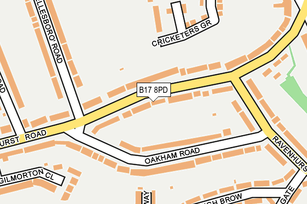 B17 8PD map - OS OpenMap – Local (Ordnance Survey)