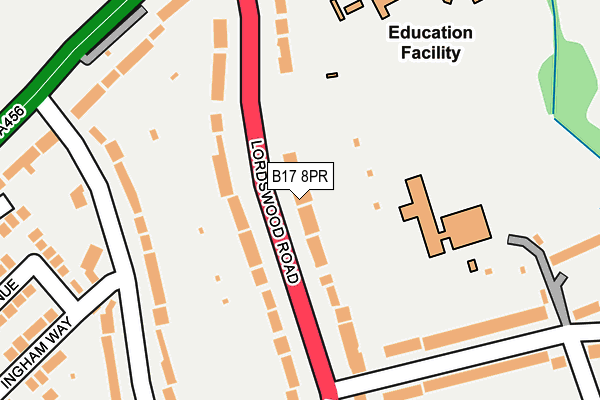 B17 8PR map - OS OpenMap – Local (Ordnance Survey)