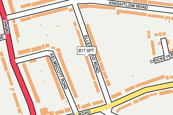 B17 8PT map - OS OpenMap – Local (Ordnance Survey)